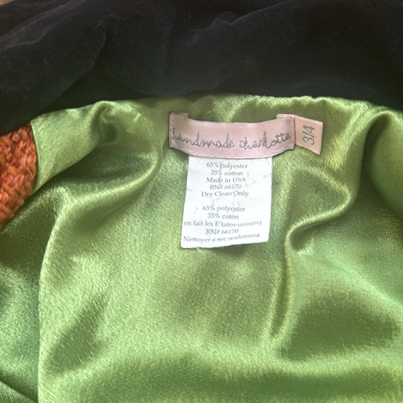 Handmade Charlotte for Anthropologie Kids Rust Orange Jacket with Peacock Design - Picture 5 of 16